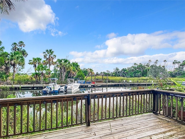 2695 N Seabreeze Pt Unit I1, Crystal River, FL 34429 - wooden deck with a water view and a dock