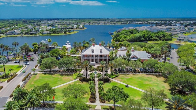 aerial perspective of suburban area featuring a large body of water