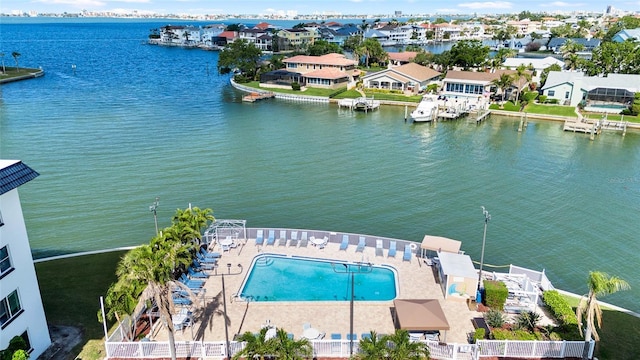 6025 Shore Blvd S Unit 409, Gulfport, FL 33707 - aerial view of residential area featuring a large body of water and a pool