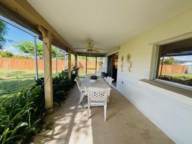 view of patio with a ceiling fan