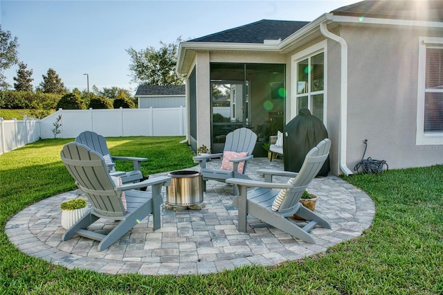 12327 Eagle Swoop Pl, Riverview, FL 33579 - view of patio / terrace featuring a fire pit