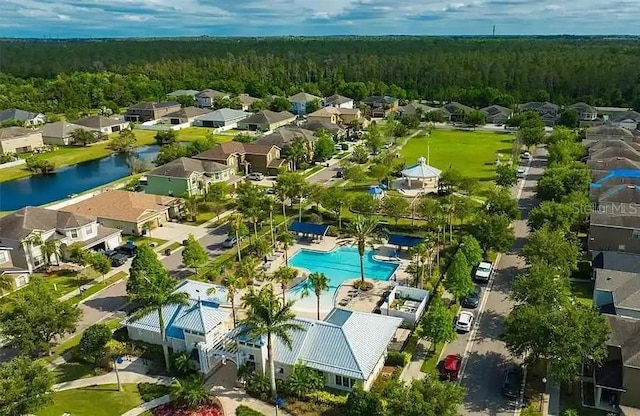 12327 Eagle Swoop Pl, Riverview, FL 33579 - aerial view of residential area featuring a forest and a pool