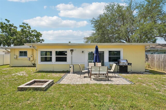 1450 Seabreeze St, Clearwater, FL 33756 - rear view of house featuring stucco siding and a patio area