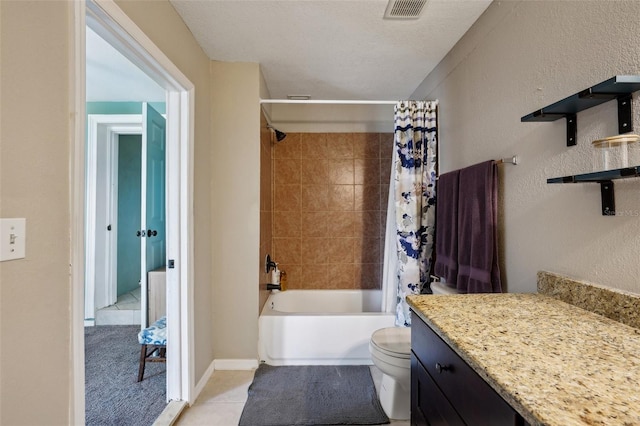 1450 Seabreeze St, Clearwater, FL 33756 - bathroom with toilet, shower / bath combo with shower curtain, vanity, and tile patterned floors