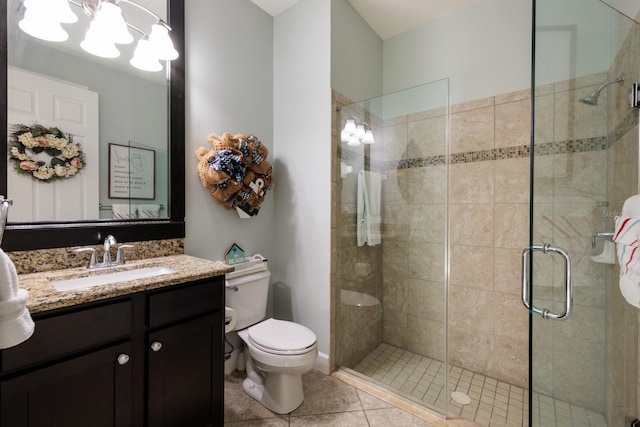 4611 Grand Preserve Pl, Palm Harbor, FL 34684 - full bath featuring a shower stall, toilet, vanity, and tile patterned flooring
