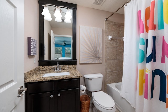 4611 Grand Preserve Pl, Palm Harbor, FL 34684 - bathroom featuring vanity, toilet, shower / tub combo with curtain, and a chandelier
