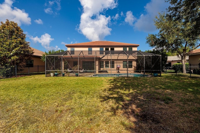4611 Grand Preserve Pl, Palm Harbor, FL 34684 - rear view of property with a lanai and stucco siding