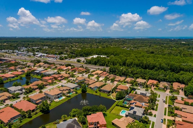 4611 Grand Preserve Pl, Palm Harbor, FL 34684 - aerial view of residential area featuring a large body of water and a forest