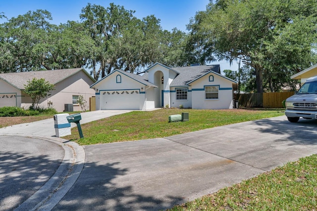 748 Sagewood Dr, Lakeland, FL 33813 - ranch-style house featuring concrete driveway, an attached garage, stucco siding, and a shingled roof