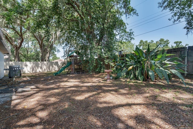 748 Sagewood Dr, Lakeland, FL 33813 - fenced backyard with a playground