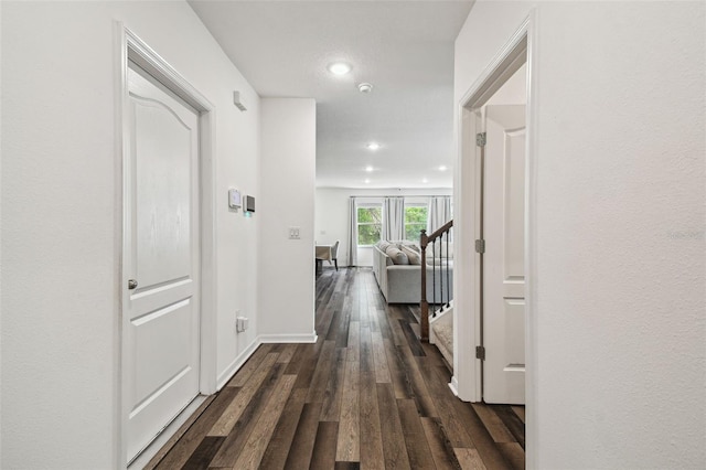 14282 Coronado Dr, Spring Hill, FL 34609 - hall featuring dark wood-style floors and recessed lighting
