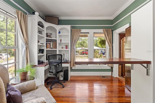 1001 E Crawford St, Tampa, FL 33604 - office with crown molding, wood finished floors, and healthy amount of natural light