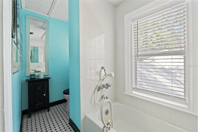1001 E Crawford St, Tampa, FL 33604 - bathroom featuring toilet, healthy amount of natural light, vanity, and shower / washtub combination