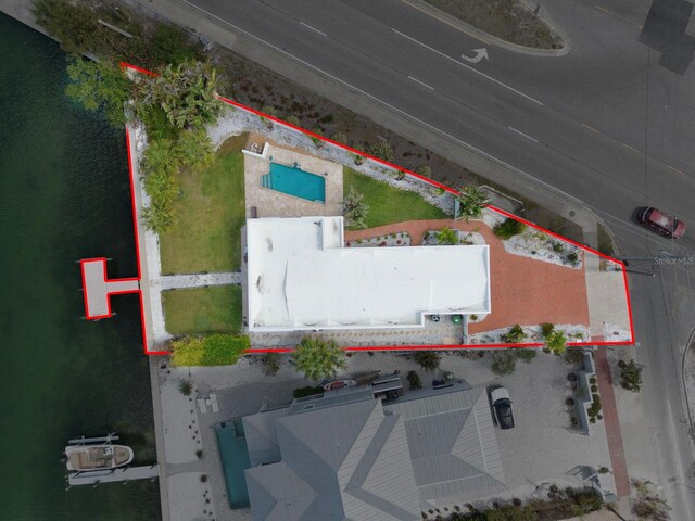 321 N Blvd Of The Presidents, Sarasota, FL 34236 - aerial view of property's location with property parcel outlined and a pool