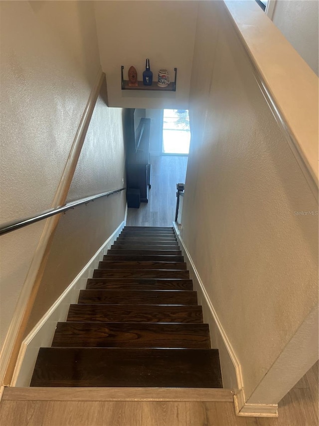 staircase featuring wood finished floors