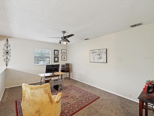5729 Calais Blvd N Unit 6, Saint Petersburg, FL 33714 - carpeted office space with ceiling fan, a textured ceiling, and baseboards