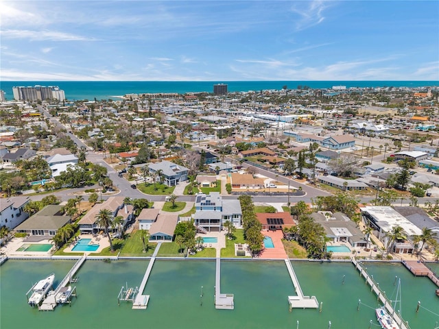 7115 Bay St, St Pete Beach, FL 33706 - aerial view of property's location with a large body of water and nearby suburban area