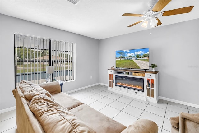 2270 Amherst Ave, Spring Hill, FL 34609 - living room featuring plenty of natural light, tile patterned floors, and a ceiling fan