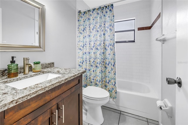 2270 Amherst Ave, Spring Hill, FL 34609 - full bathroom with toilet, tile patterned flooring, vanity, and shower / bath combination with curtain