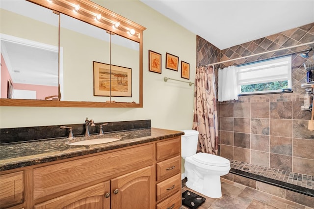 700 Bowsprit Pl, Palm Harbor, FL 34685 - bathroom with toilet, vanity, and tiled shower