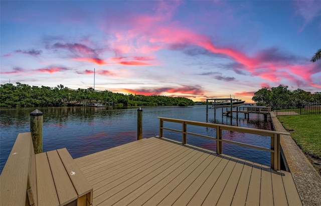 671 Tallahassee Dr NE, Saint Petersburg, FL 33702 - dock area featuring a water view, boat lift, and fence