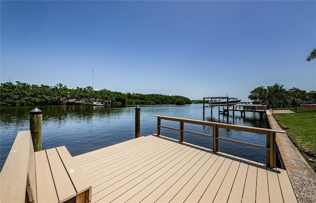 671 Tallahassee Dr NE, Saint Petersburg, FL 33702 - dock area with a water view, boat lift, and fence