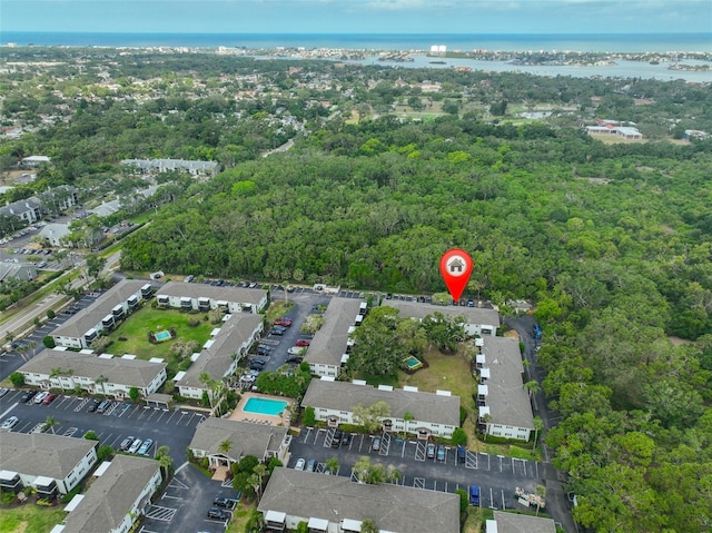 13125 Wilcox Rd Unit 16202, Largo, FL 33774 - aerial overview of property's location featuring a nearby body of water and a heavily wooded area