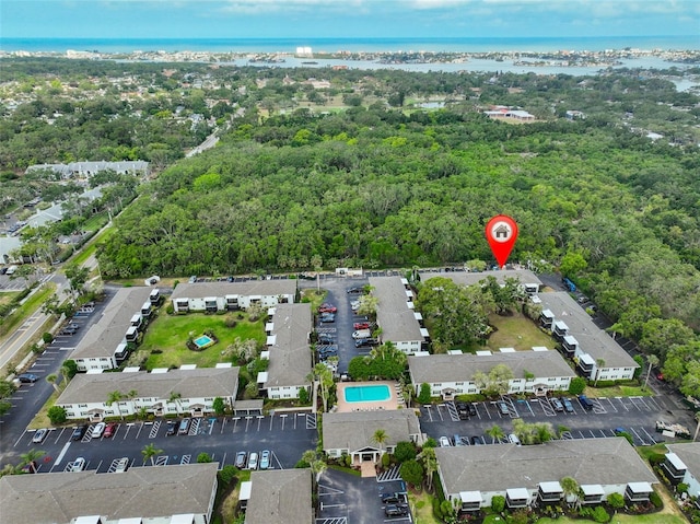 13125 Wilcox Rd Unit 16202, Largo, FL 33774 - aerial overview of property's location with a nearby body of water and a heavily wooded area