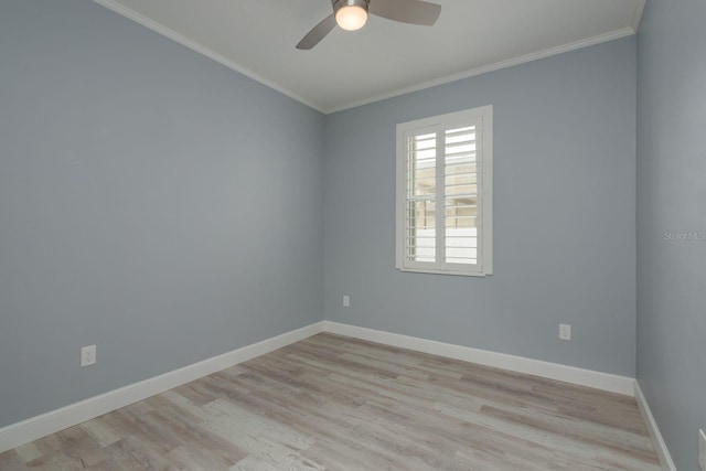 632 S Florida Ave, Tarpon Springs, FL 34689 - spare room featuring light wood-style flooring, crown molding, ceiling fan, and baseboards