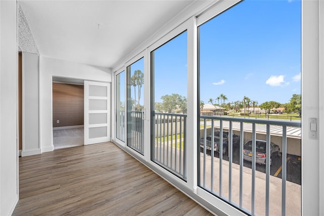 10216 Regal Dr Unit 208, Largo, FL 33774 - unfurnished sunroom with wood finished floors, plenty of natural light, and baseboards