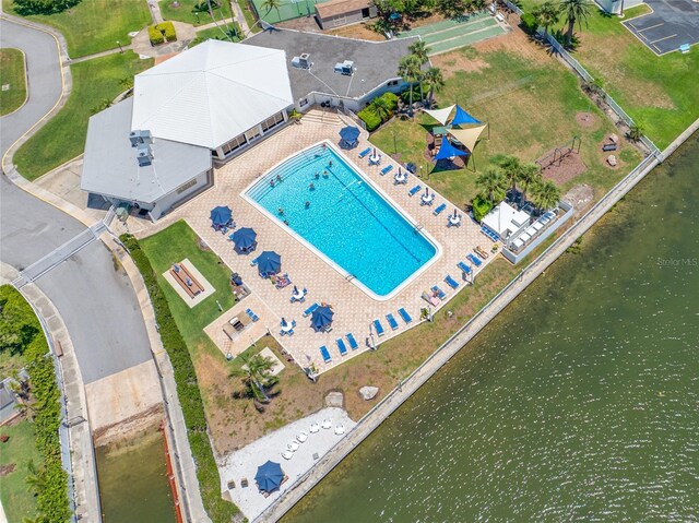 10216 Regal Dr Unit 208, Largo, FL 33774 - bird's eye view of a pool and a large body of water
