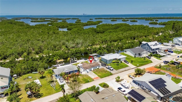 825 Seabreeze Dr, Ruskin, FL 33570 - aerial perspective of suburban area featuring a nearby body of water and a heavily wooded area