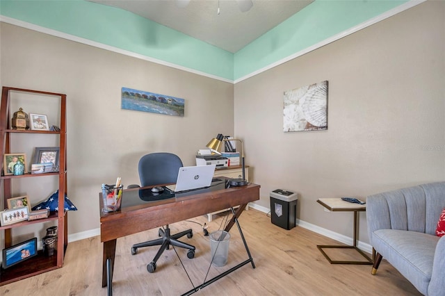 8504 Tidal Bay Ln, Tampa, FL 33635 - office space featuring wood finished floors, baseboards, and ceiling fan