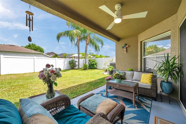 8504 Tidal Bay Ln, Tampa, FL 33635 - view of patio featuring an outdoor hangout area and a ceiling fan
