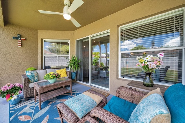8504 Tidal Bay Ln, Tampa, FL 33635 - view of patio / terrace featuring outdoor lounge area and a ceiling fan