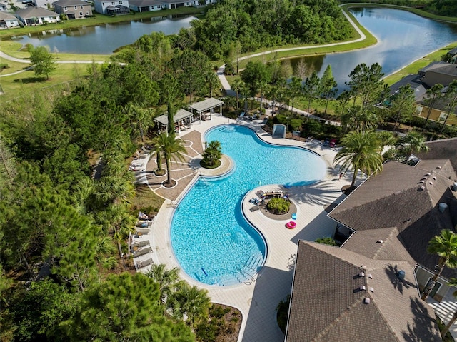1844 Odiorne Point Ln, Wesley Chapel, FL 33543 - community pool with a water view and a patio