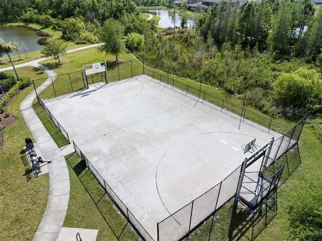 1844 Odiorne Point Ln, Wesley Chapel, FL 33543 - view of basketball court with a water view