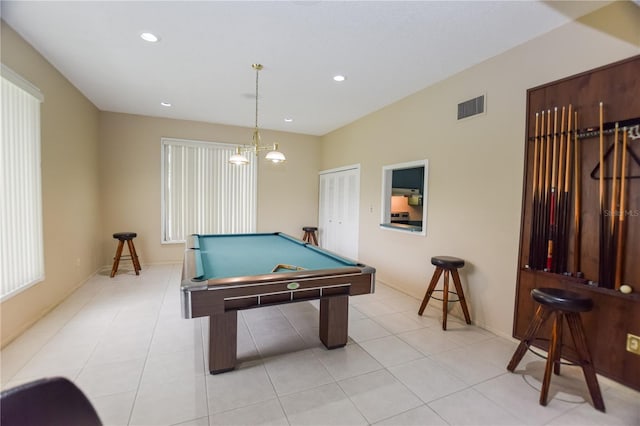 9209 Seminole Blvd Unit 156, Seminole, FL 33772 - recreation room featuring billiards table, recessed lighting, baseboards, and light tile patterned floors