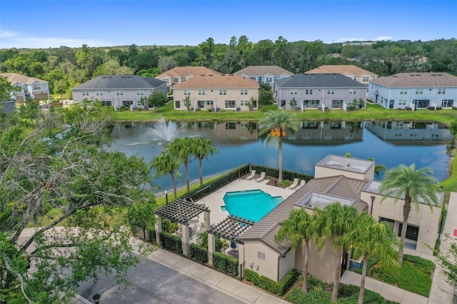 6745 Citrus Creek Ln, Tampa, FL 33625 - aerial view of residential area with a large body of water and a pool