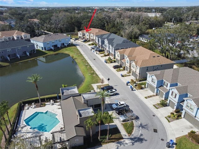 6745 Citrus Creek Ln, Tampa, FL 33625 - aerial view of residential area featuring a nearby body of water and a pool