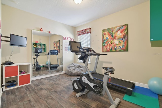 1116 Hillandale Reserve Dr, Tampa, FL 33613 - exercise area with wood finished floors and a textured ceiling