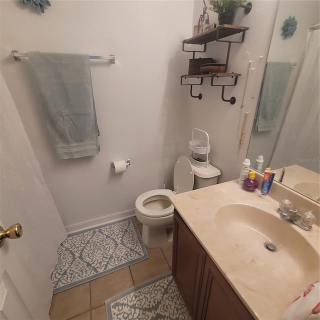 10850 Lake Saint Charles Blvd, Riverview, FL 33578 - bathroom with tile patterned floors, vanity, and a shower with curtain