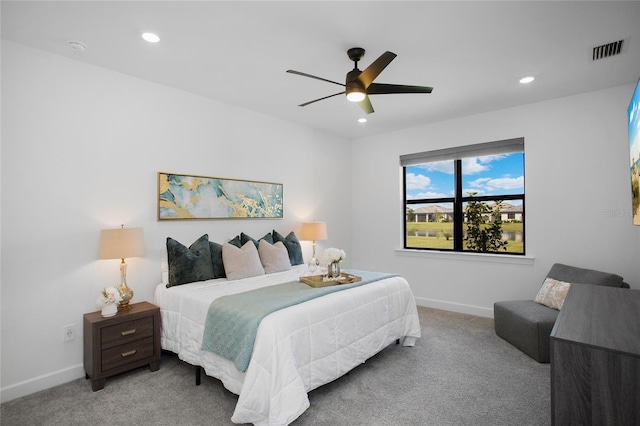 16117 Rosemallow Ln, Alva, FL 33920 - carpeted bedroom with baseboards, recessed lighting, and ceiling fan