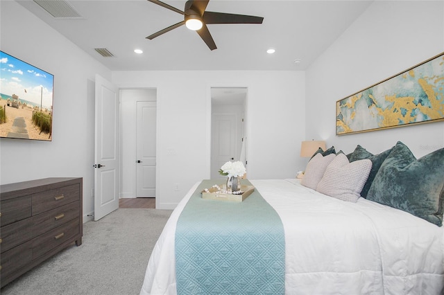 16117 Rosemallow Ln, Alva, FL 33920 - bedroom featuring light colored carpet, recessed lighting, a ceiling fan, and baseboards