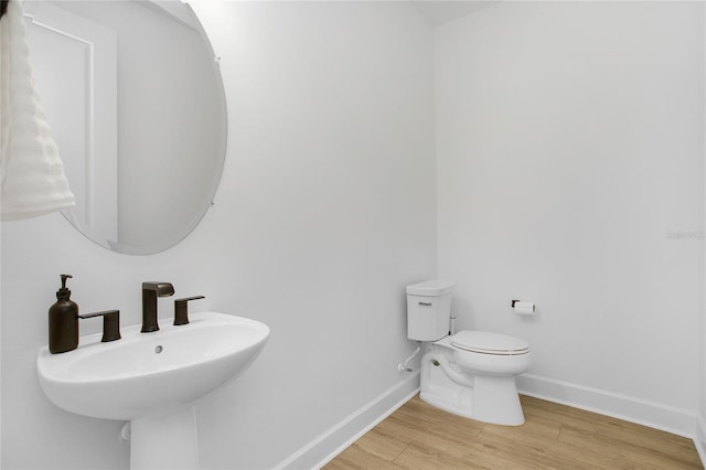 16117 Rosemallow Ln, Alva, FL 33920 - bathroom featuring baseboards, toilet, wood finished floors, and a sink