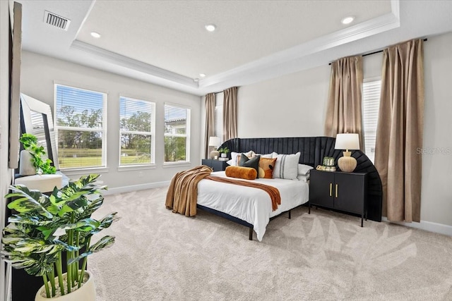 33750 Ocean Spray Ln, Wesley Chapel, FL 33543 - bedroom featuring a tray ceiling, carpet floors, baseboards, and recessed lighting