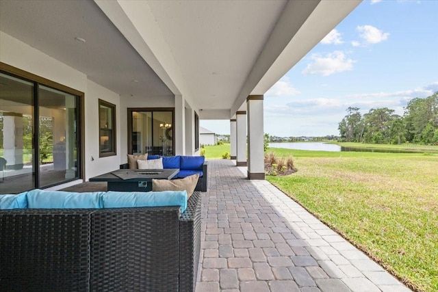 33750 Ocean Spray Ln, Wesley Chapel, FL 33543 - view of patio / terrace with a water view and outdoor lounge area