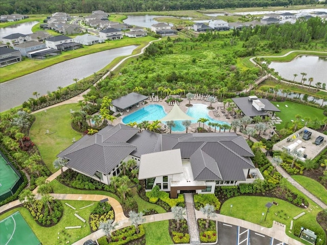 33750 Ocean Spray Ln, Wesley Chapel, FL 33543 - aerial view of a large body of water and a pool