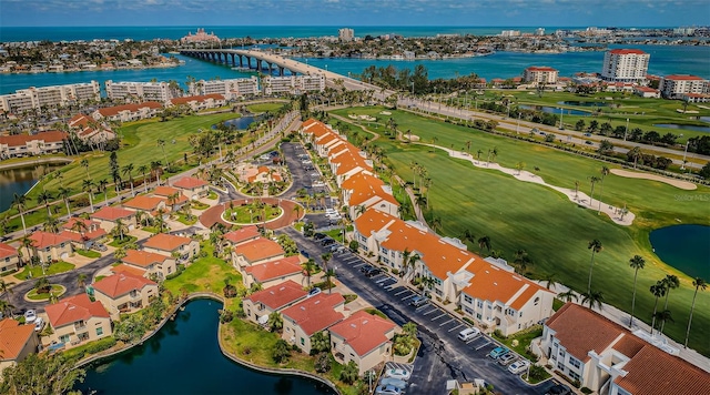 6151 Bahia Del Mar Blvd Unit 126, Saint Petersburg, FL 33715 - aerial overview of property's location with a nearby body of water, a golf club, apartment complex, and nearby suburban area
