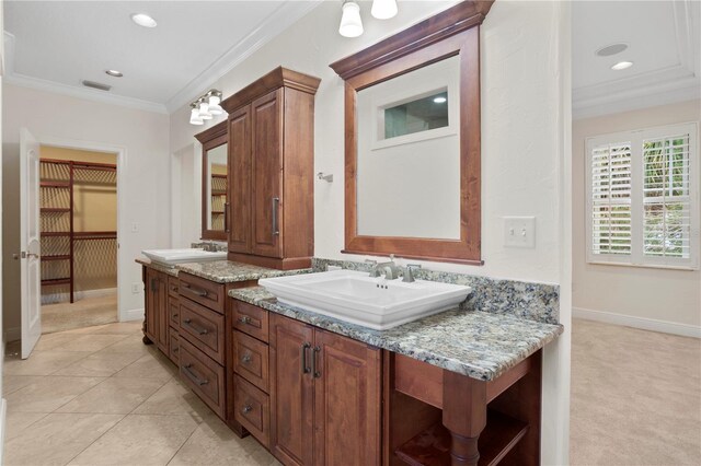 2936 W Knights Ave Unit A, Tampa, FL 33611 - full bath featuring crown molding, baseboards, vanity, and recessed lighting